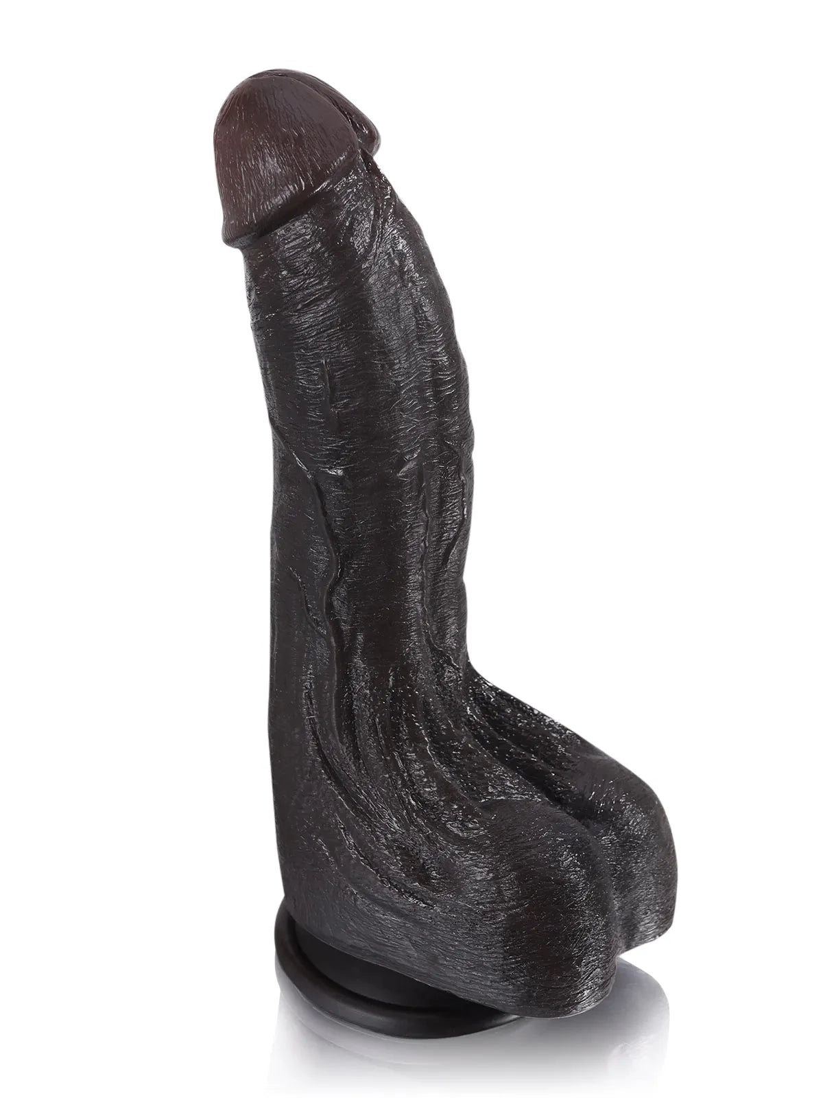 Aurel | Schwarzer gebogener Dildo mit biegbarem Metallkern | 24 cm