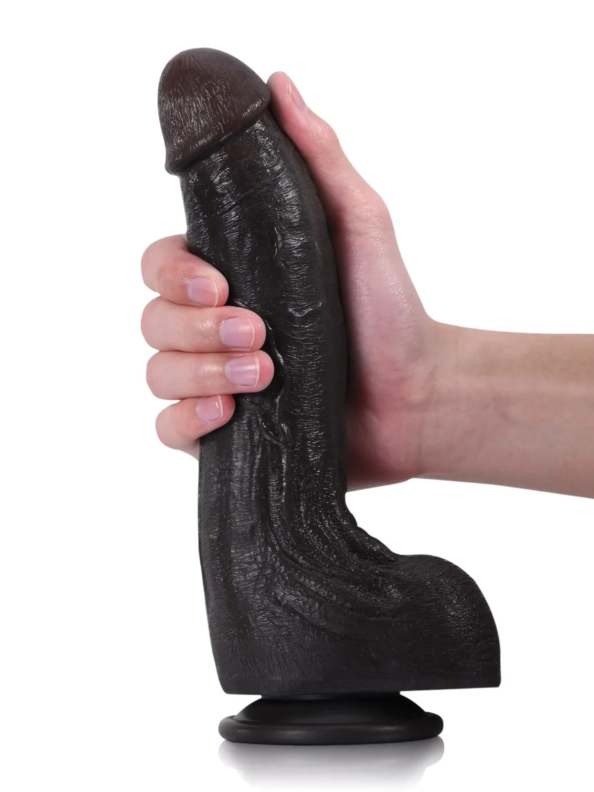 Aurel | Schwarzer gebogener Dildo mit biegbarem Metallkern | 24 cm