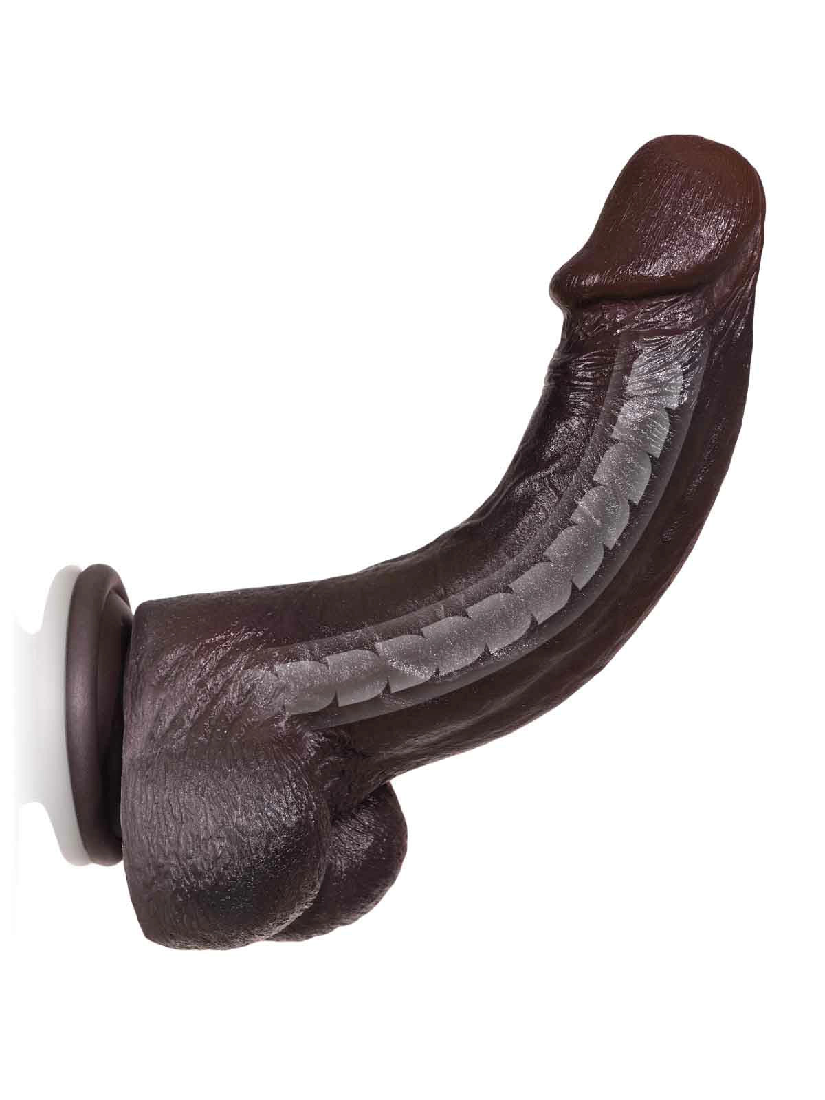 Elias | Schwarzer realistischer Dildo mit biegbarem Metallkern | 21 cm