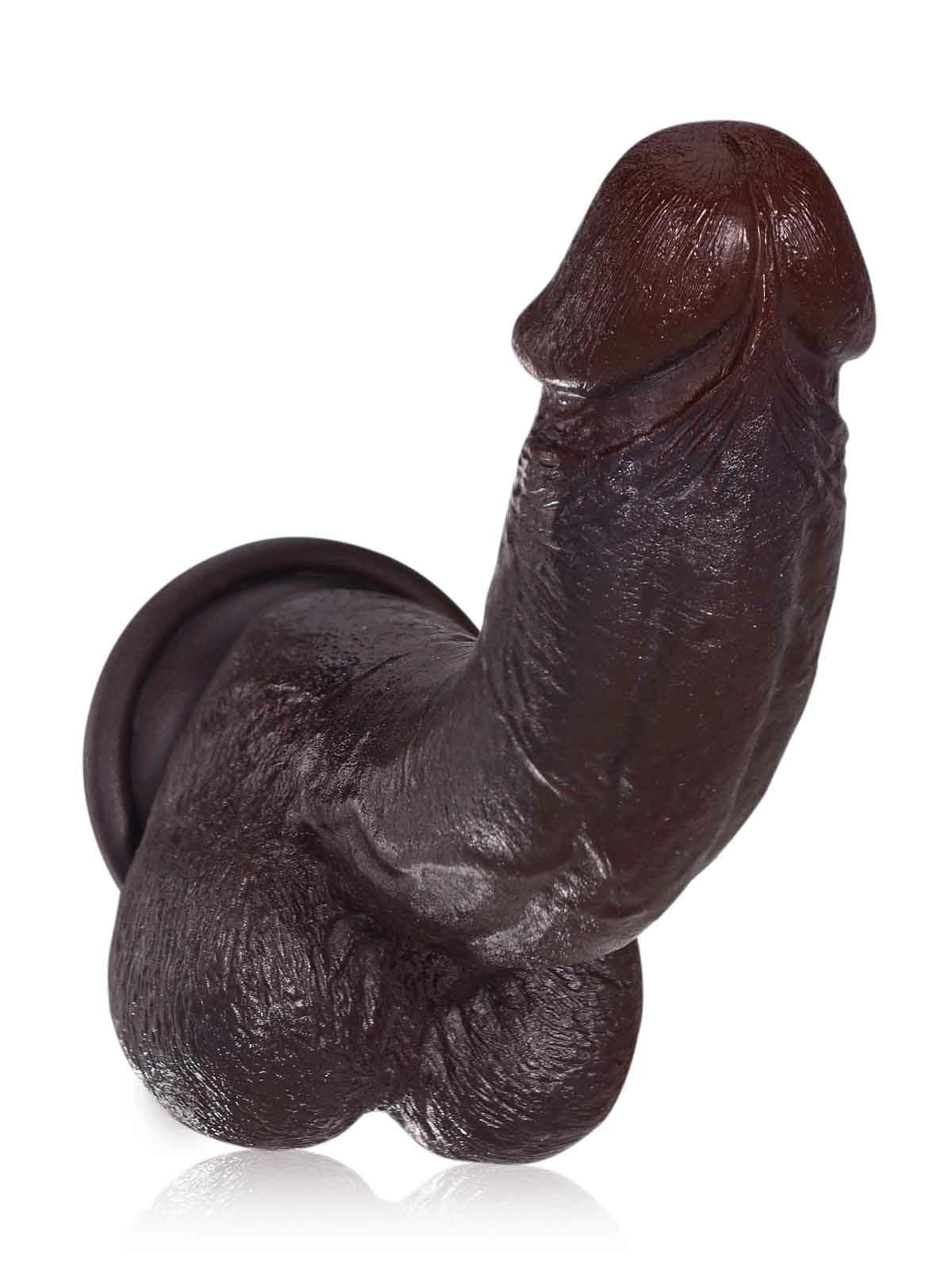 Elias | Schwarzer realistischer Dildo mit biegbarem Metallkern | 21 cm