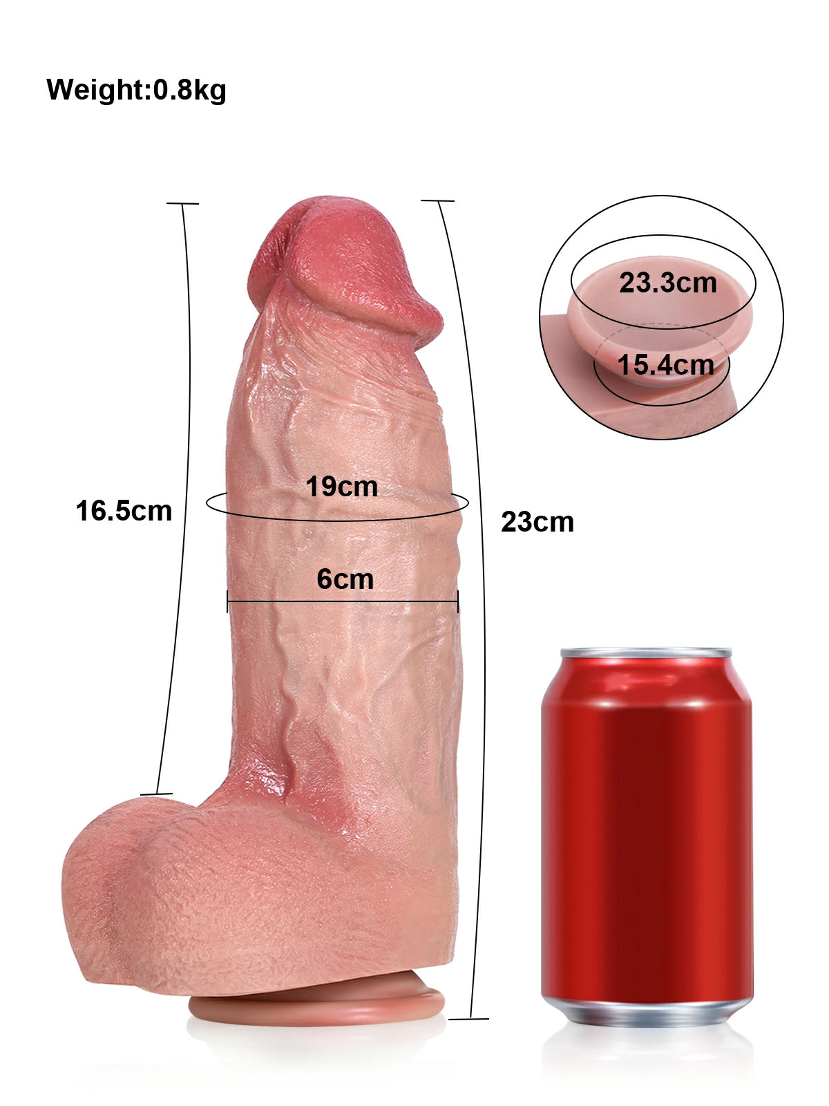 Enzo | Extra dicker realistischer Dildo mit Saugnapf | 23 und 27 cm