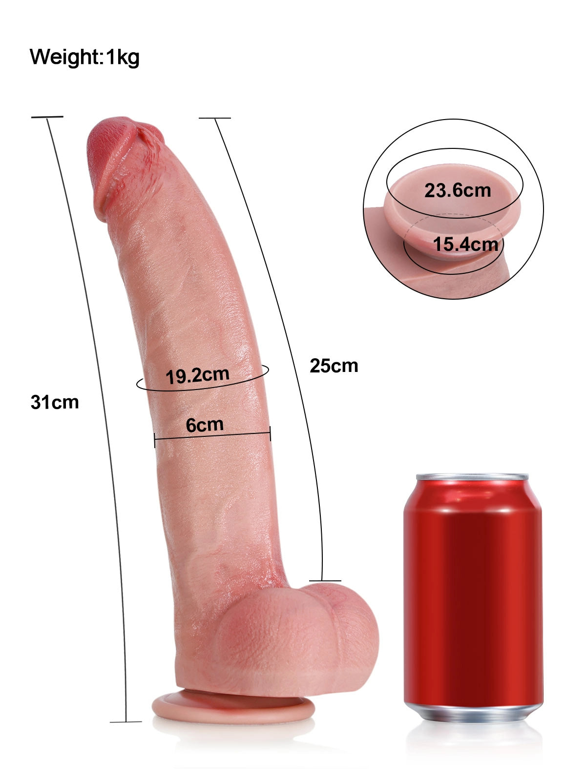 Kenzo | Gebogener XXL-Dildo mit formbarem Biegekern | 31 cm