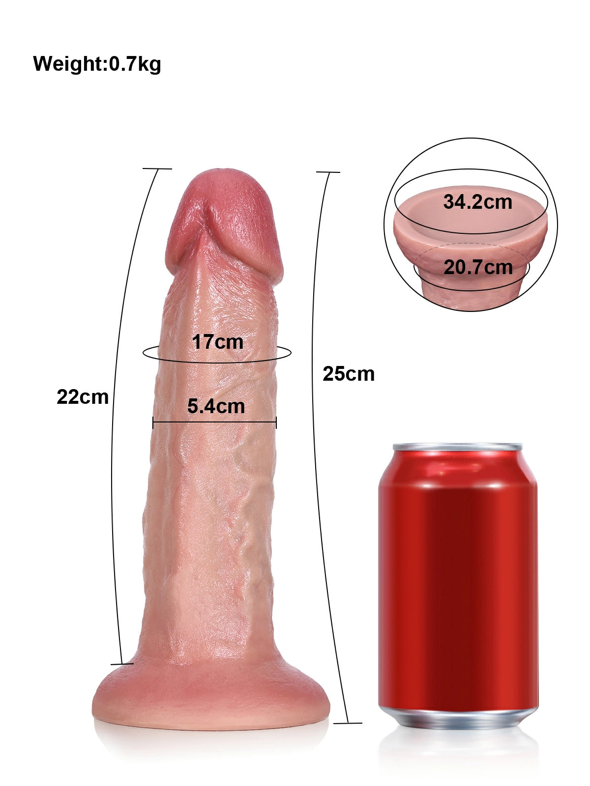 Leano | Realistischer Anal-Dildo ohne Hoden mit schlankem Schaft | 25 cm