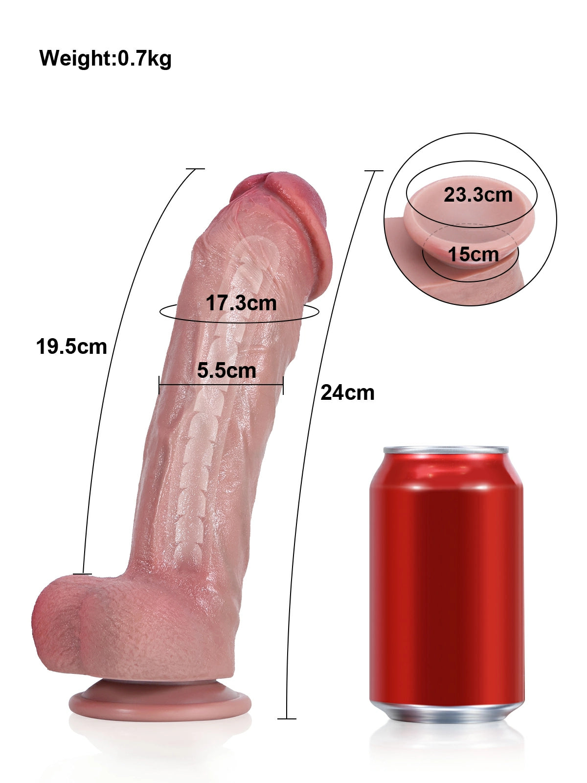 Levin | Gebogener realistischer Dildo mit Biegekern für den G-Punkt | 24 cm