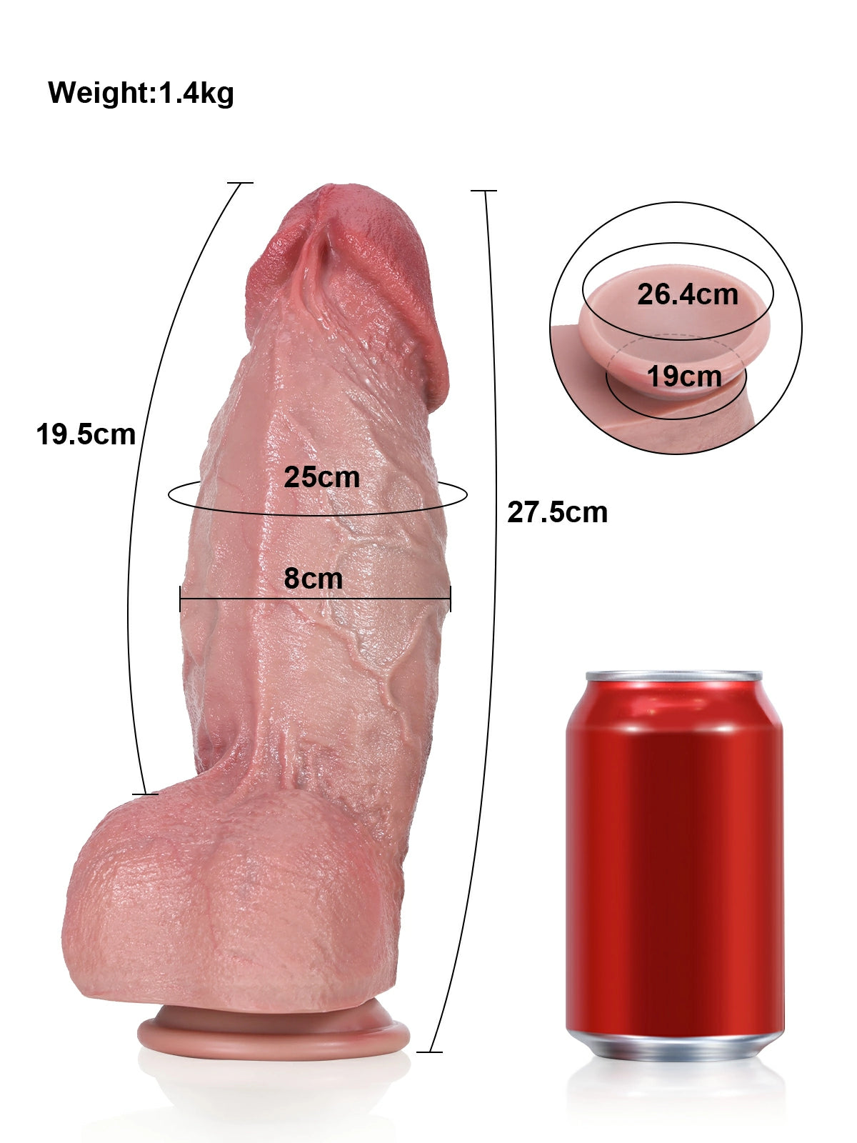 Malte | Hautfarbener realistischer Dildo mit massivem Schaft und Adern | 27.5 cm