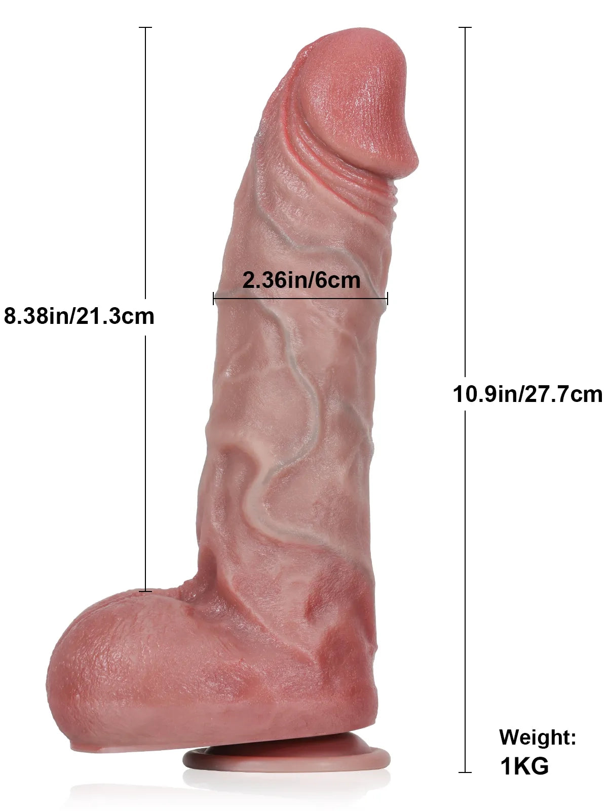 Nevin | Dicker realistischer Dildo mit tastbaren Adern und Stossfunktion | 27.7 cm