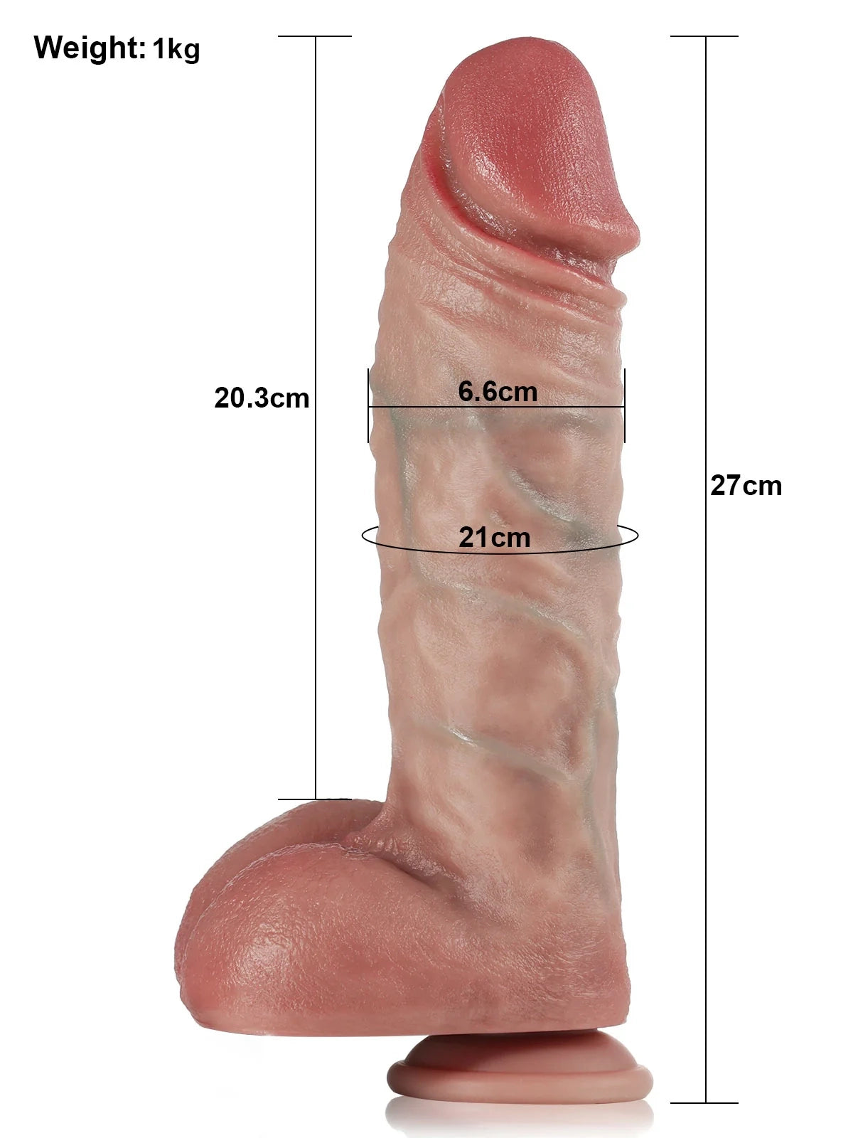 Nevio | Dicker realistischer Dildo mit Stossfunktion und Heizung | 27 cm
