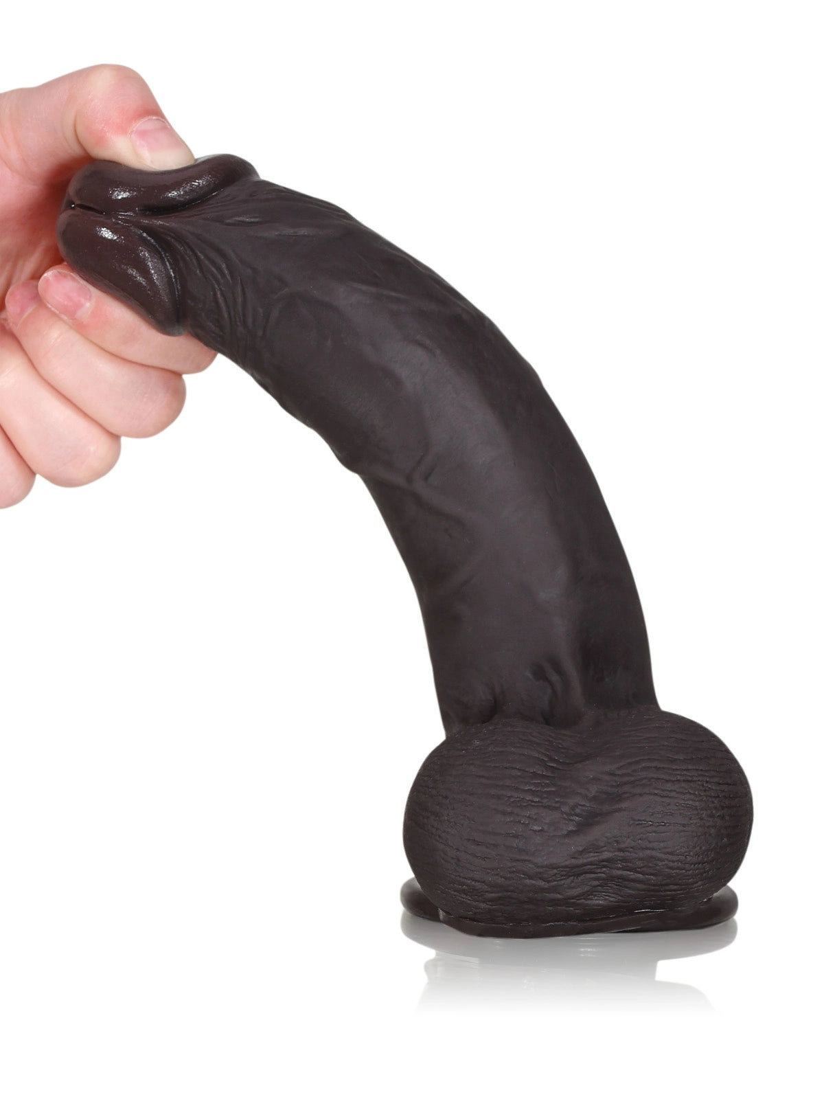 Nolan | Schlanker schwarzer Dildo mit Gleithaut | 22 cm
