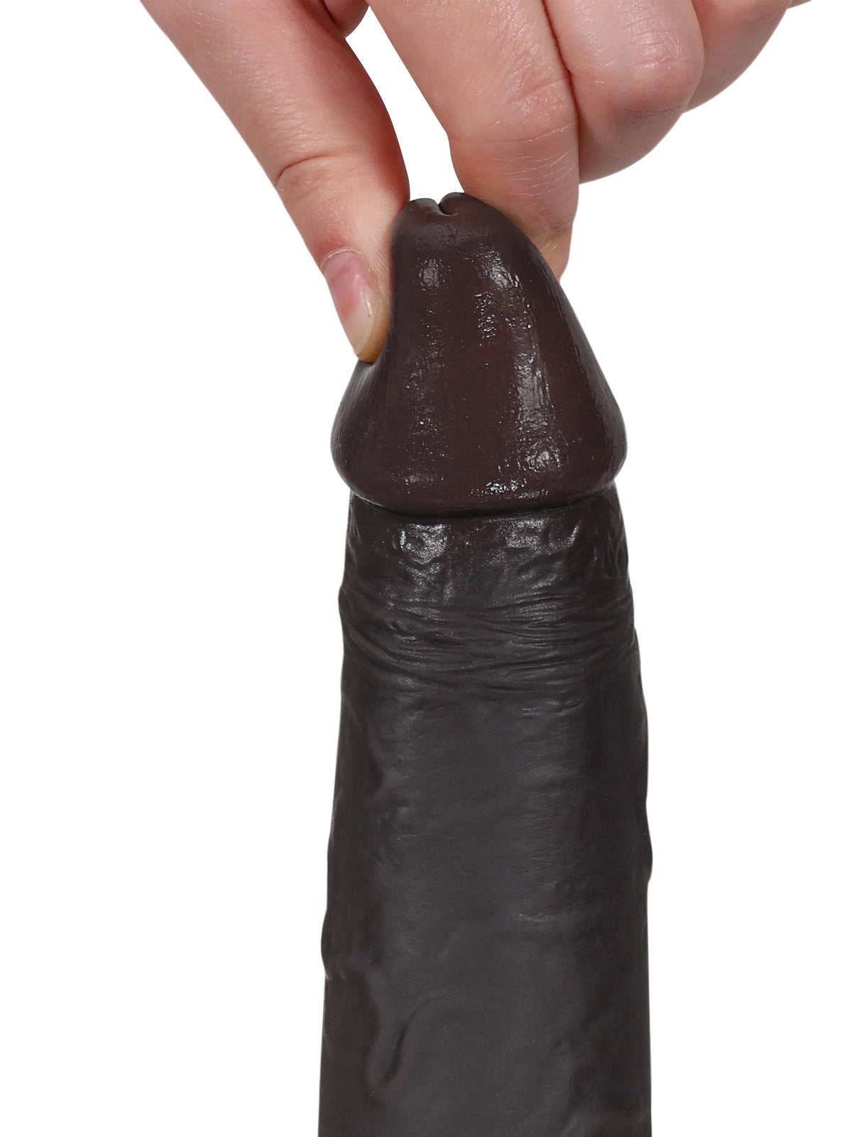 Nolan | Schlanker schwarzer Dildo mit Gleithaut | 22 cm