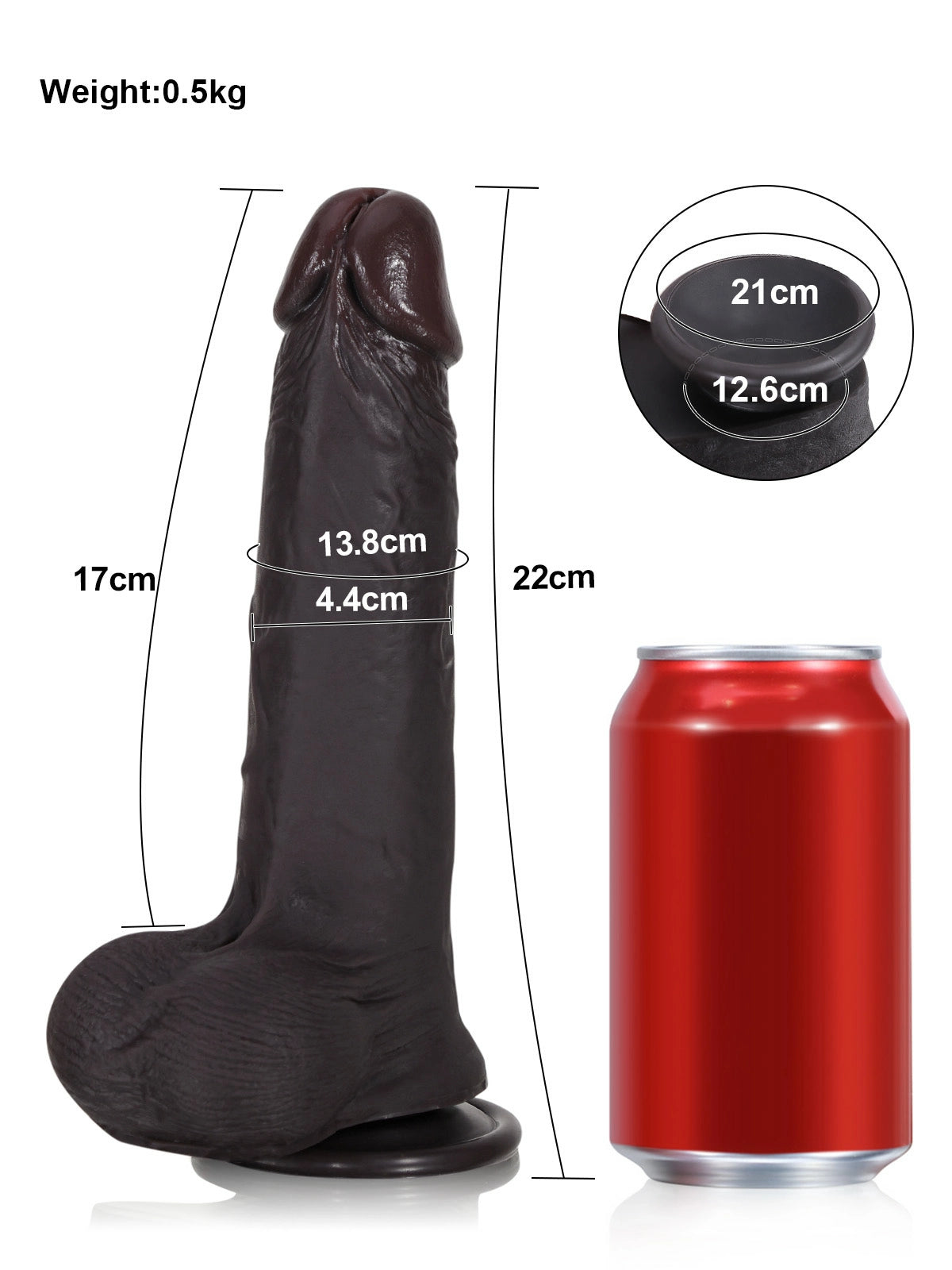 Nolan | Schlanker schwarzer Dildo mit Gleithaut | 22 cm