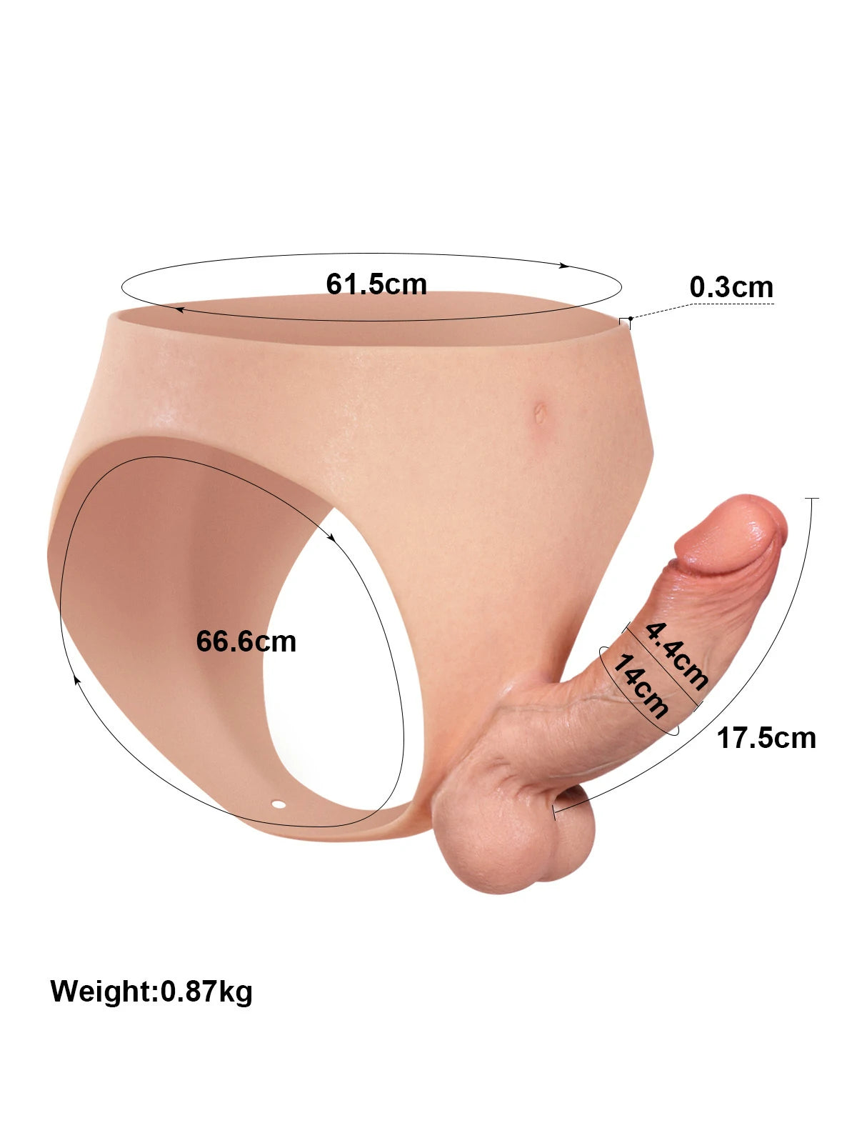 Rayan | Umschnalldildo mit Biegekern und Silikonslip | 17.3 cm