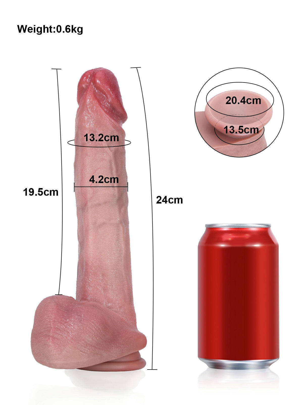 Silvan | Realistischer Dildo mit Harnröhrenwulst und grossem Saugnapf | 24 cm