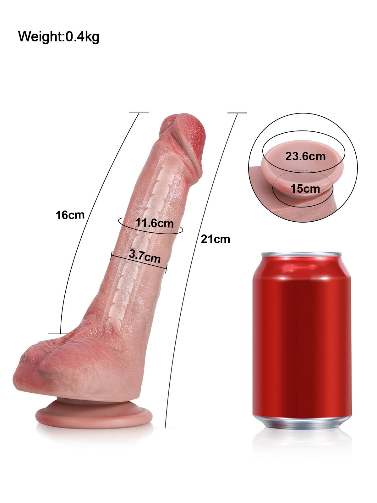 Timo | Weicher realistischer Dildo mit Stützkern und Saugnapf | 21 cm