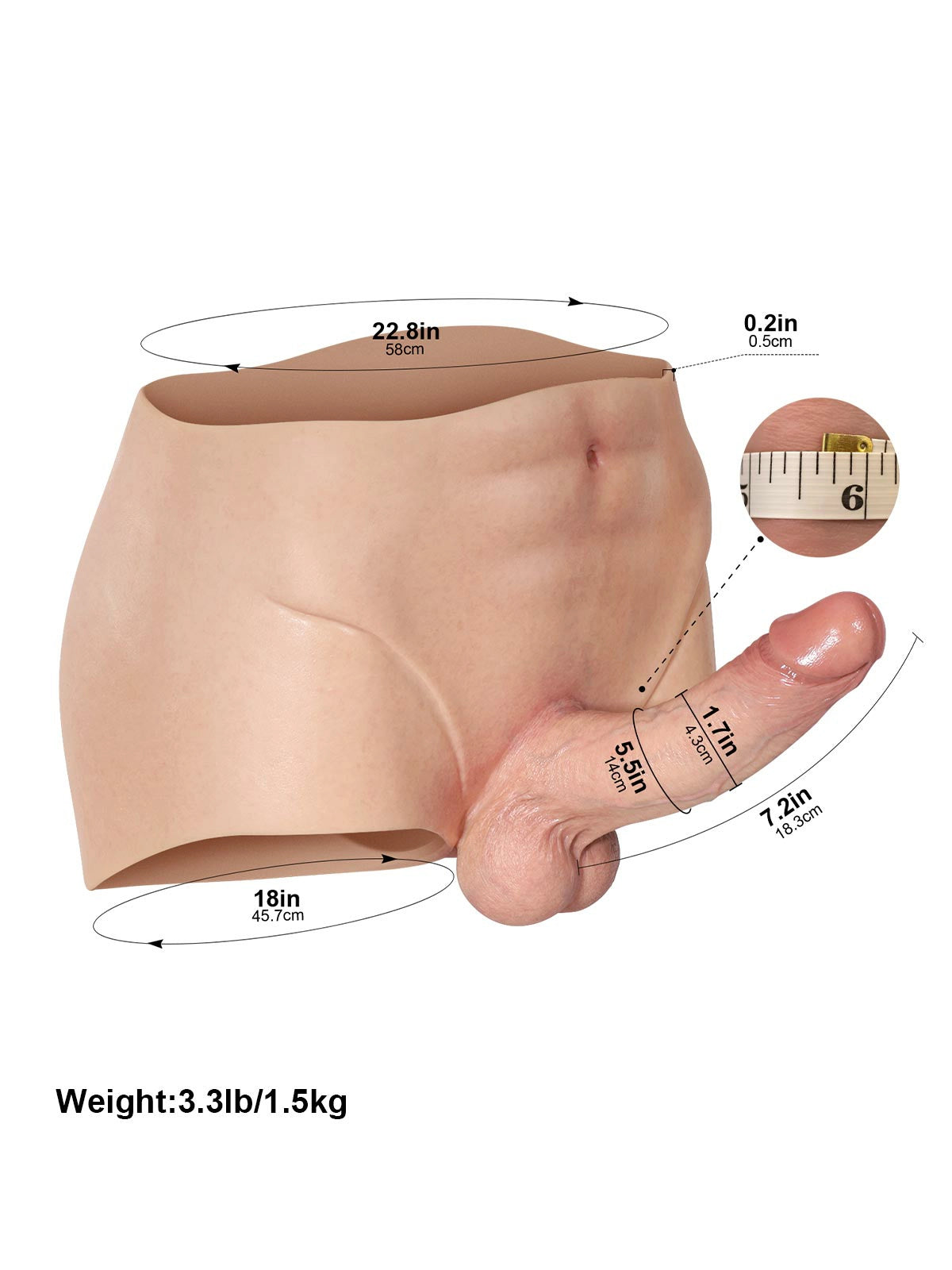 Timon | Silikon-Strap-On-Höschen mit realistischem Dildo | 18.5 cm