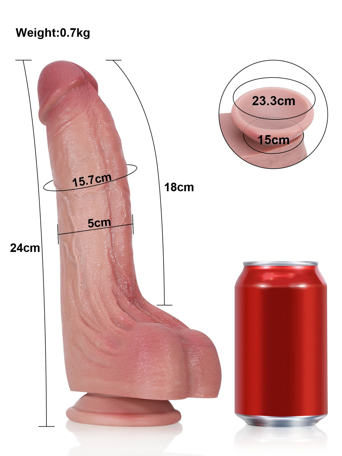Alexander | Gebogener Dildo mit nachjustierbarem Biegekern | 24 cm