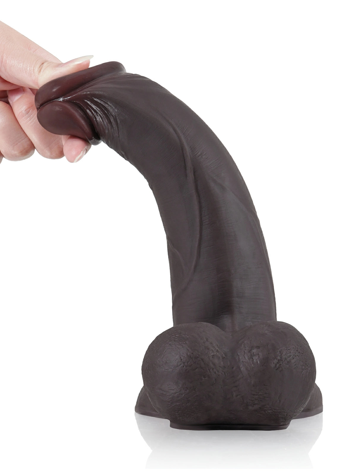Amaro | Schwarzer realistischer Dildo mit Gleithaut Vac-U-Lock-kompatibel | 24 cm