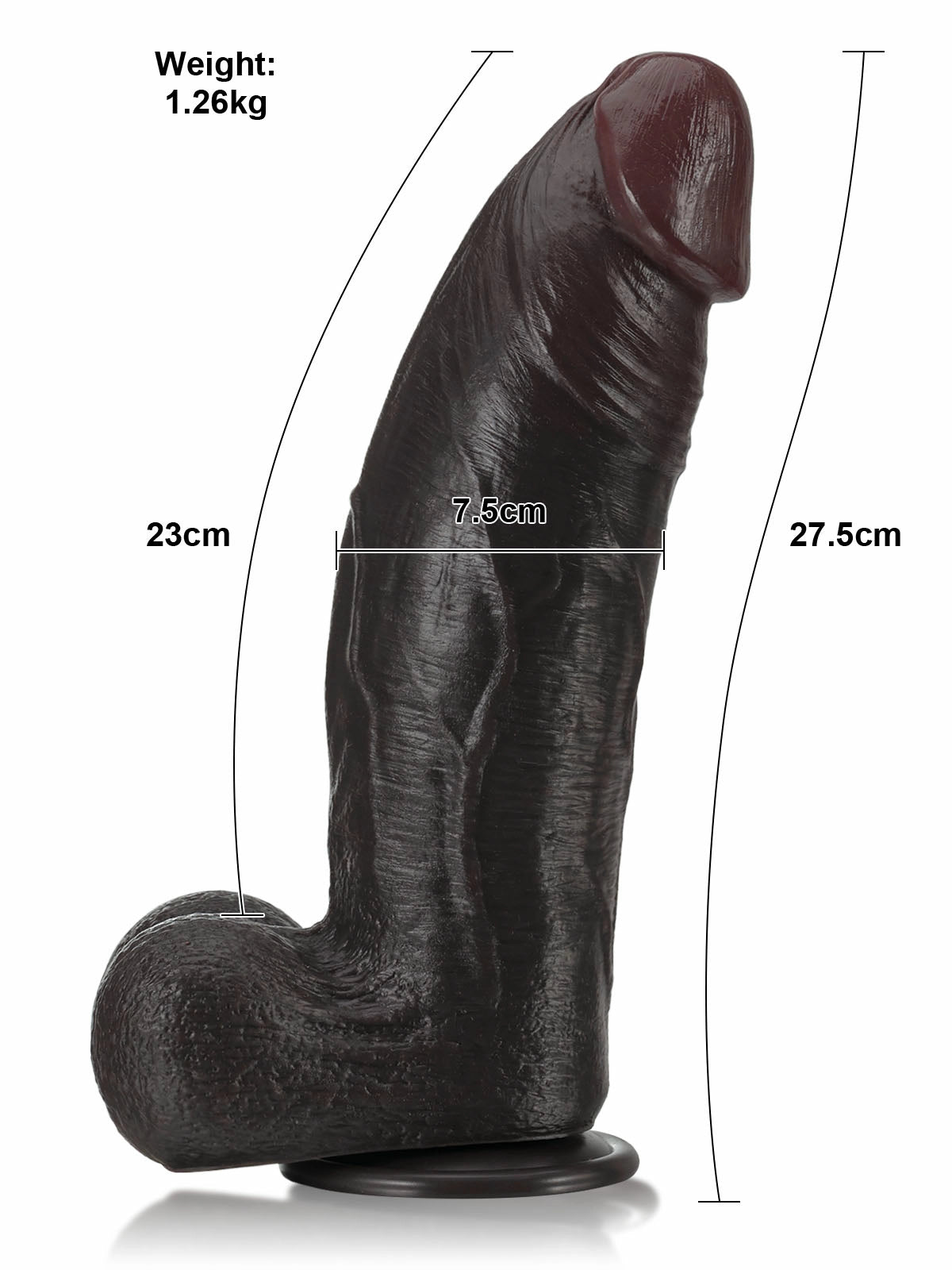 Amir | Extra dicker schwarzer Dildo mit geschwungener Form | 27.5 cm