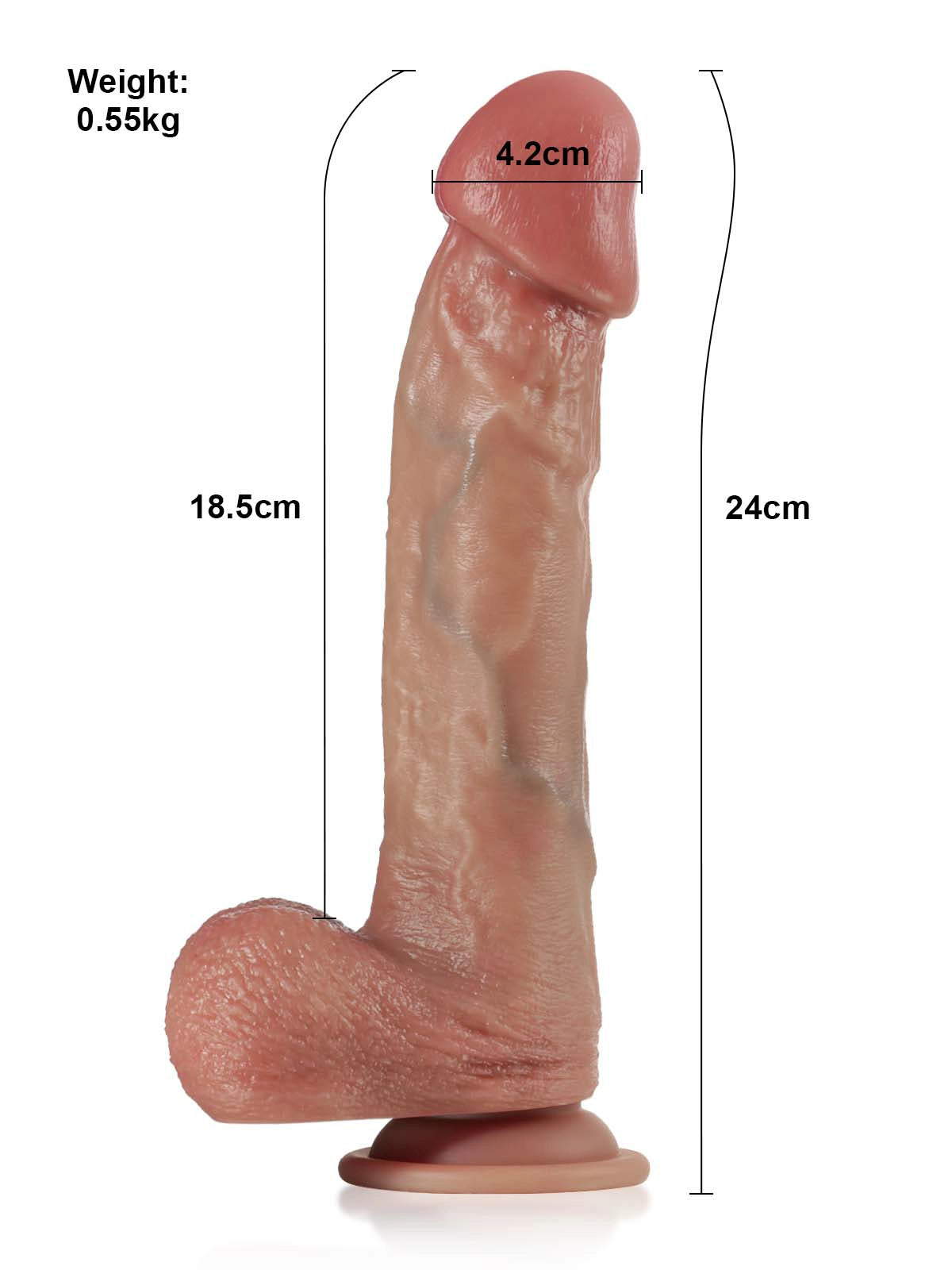 Andrin | Realistischer Dildo mit Stossfunktion Vibration und Heizung | 24 cm