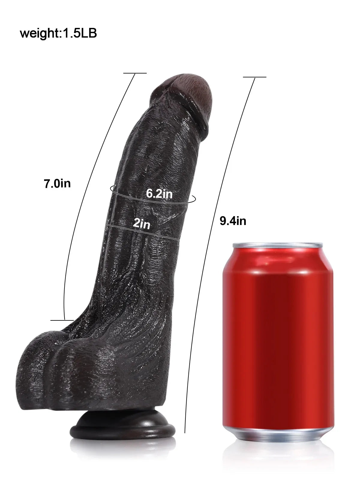 Aurel | Schwarzer gebogener Dildo mit biegbarem Metallkern | 24 cm