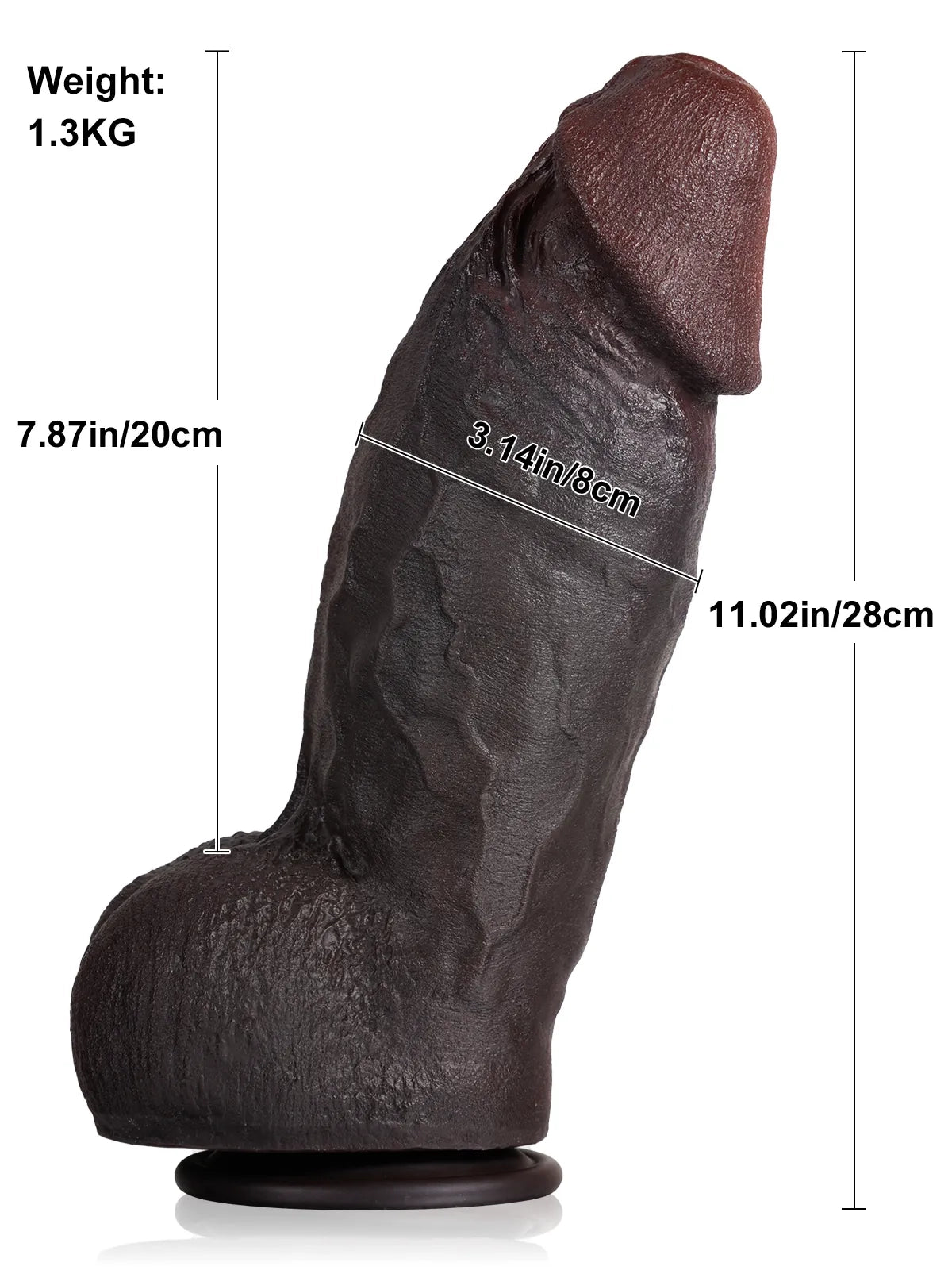 Darian | Schwarzer XL-Dildo mit progressiver Verdickung | 28 cm