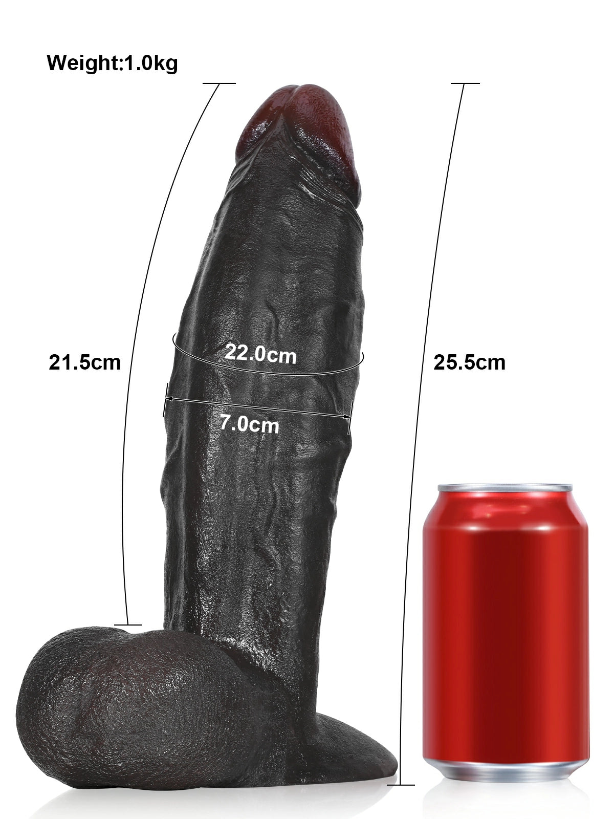 Diego | Dicker schwarzer Dildo Vac-U-Lock-kompatibel | 25.5 cm
