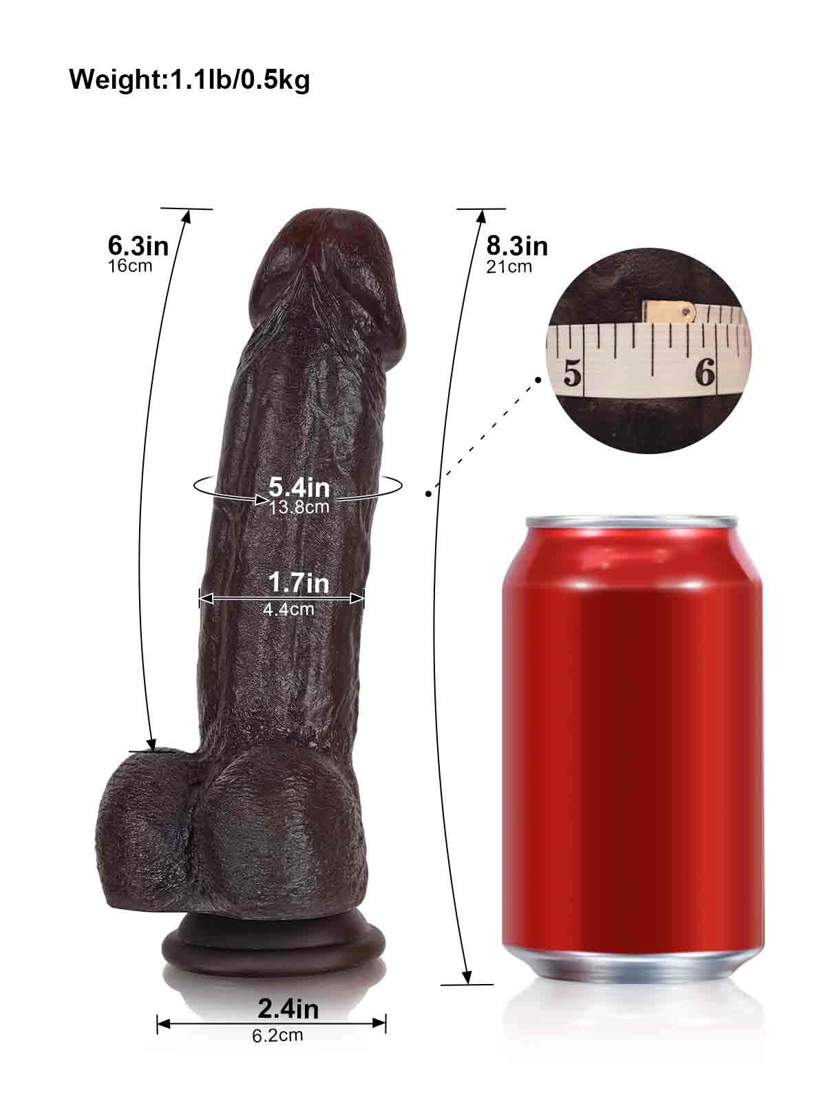 Elias | Schwarzer realistischer Dildo mit biegbarem Metallkern | 21 cm