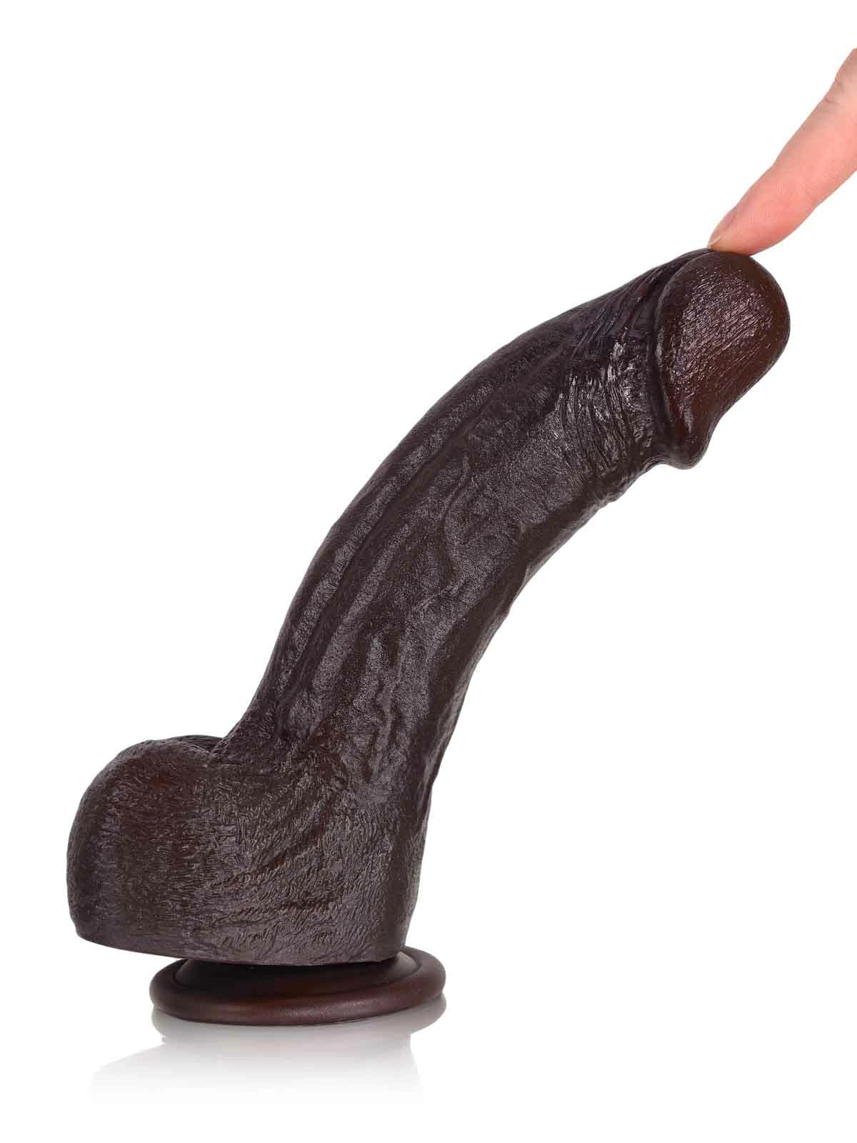 Elias | Schwarzer realistischer Dildo mit biegbarem Metallkern | 21 cm