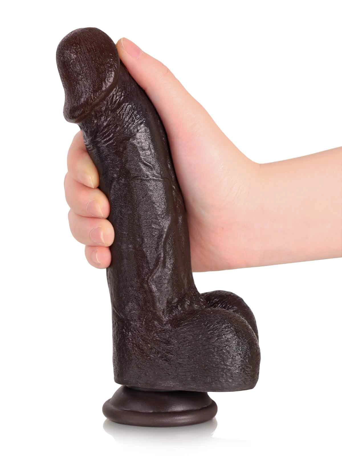 Elias | Schwarzer realistischer Dildo mit biegbarem Metallkern | 21 cm
