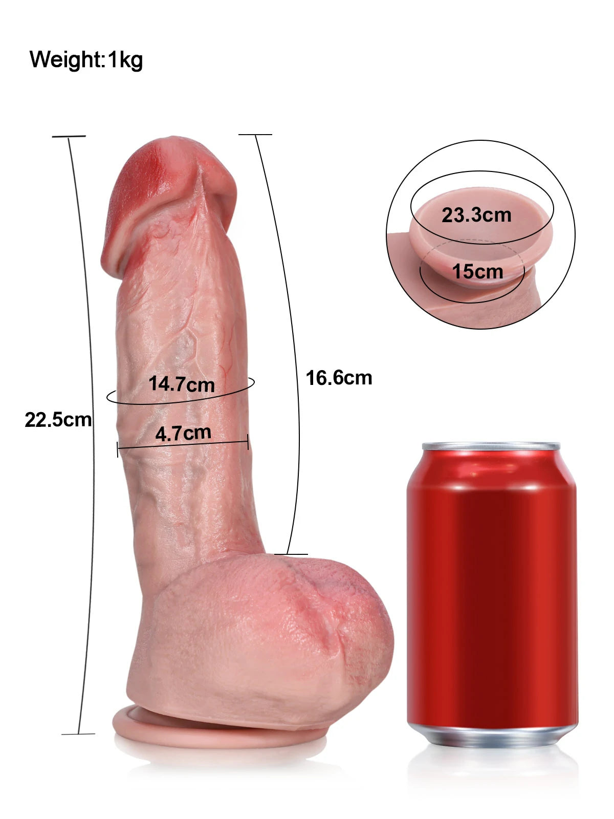 Elio | Realistischer Dildo mit Pilzeichel und Rückengratleiste | 22.5 cm