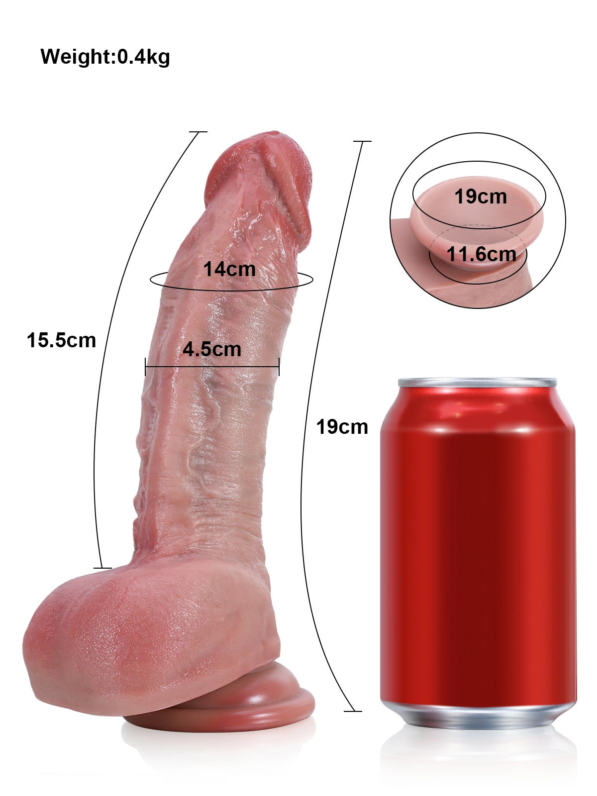 l  Georg | Realistischer Dildo für Einsteiger mit extra grossem Saugnapf | 19 cm