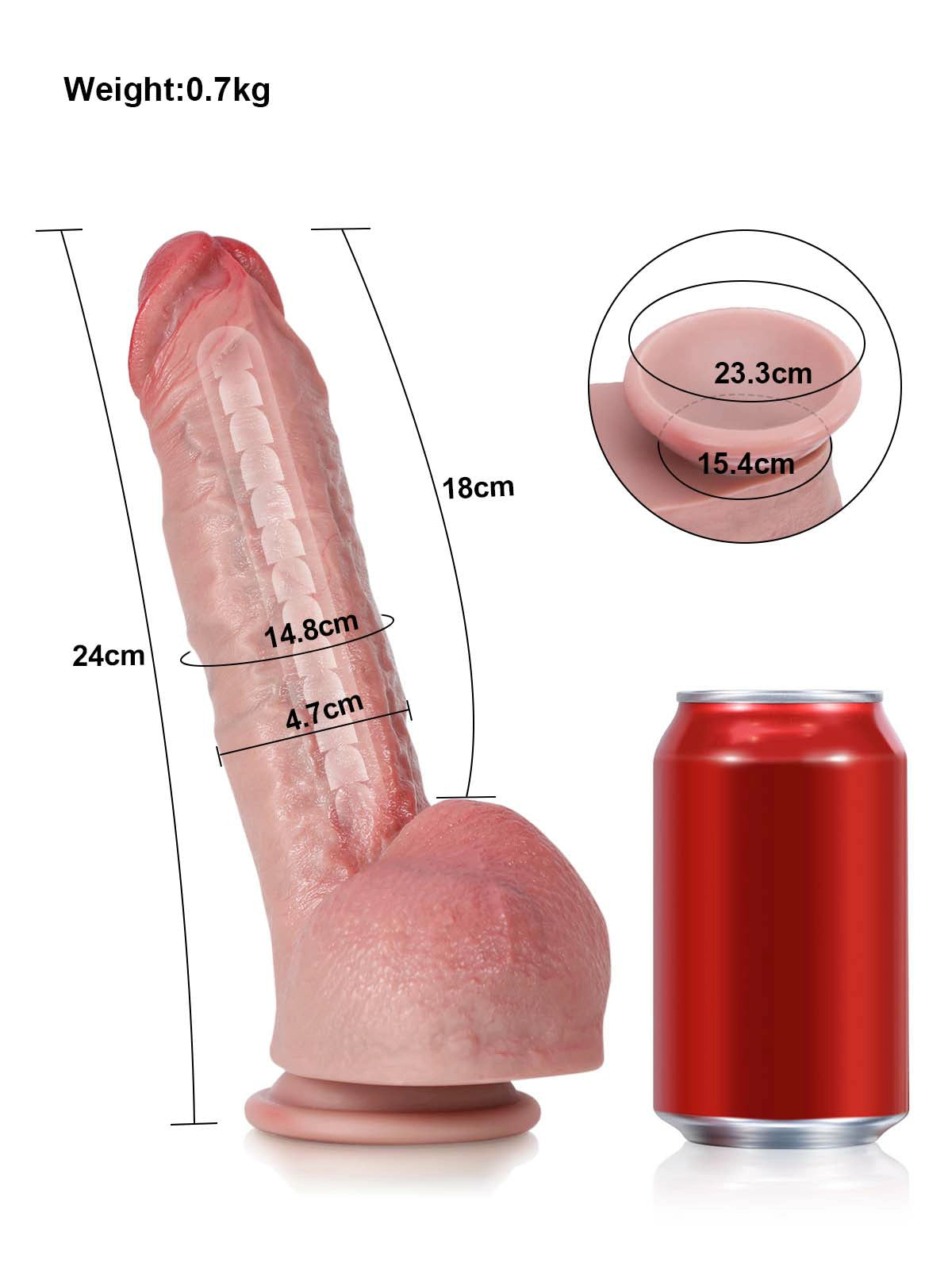 Joris | Realistischer Dildo mit asymmetrischen Hoden und Metallkern | 24 cm