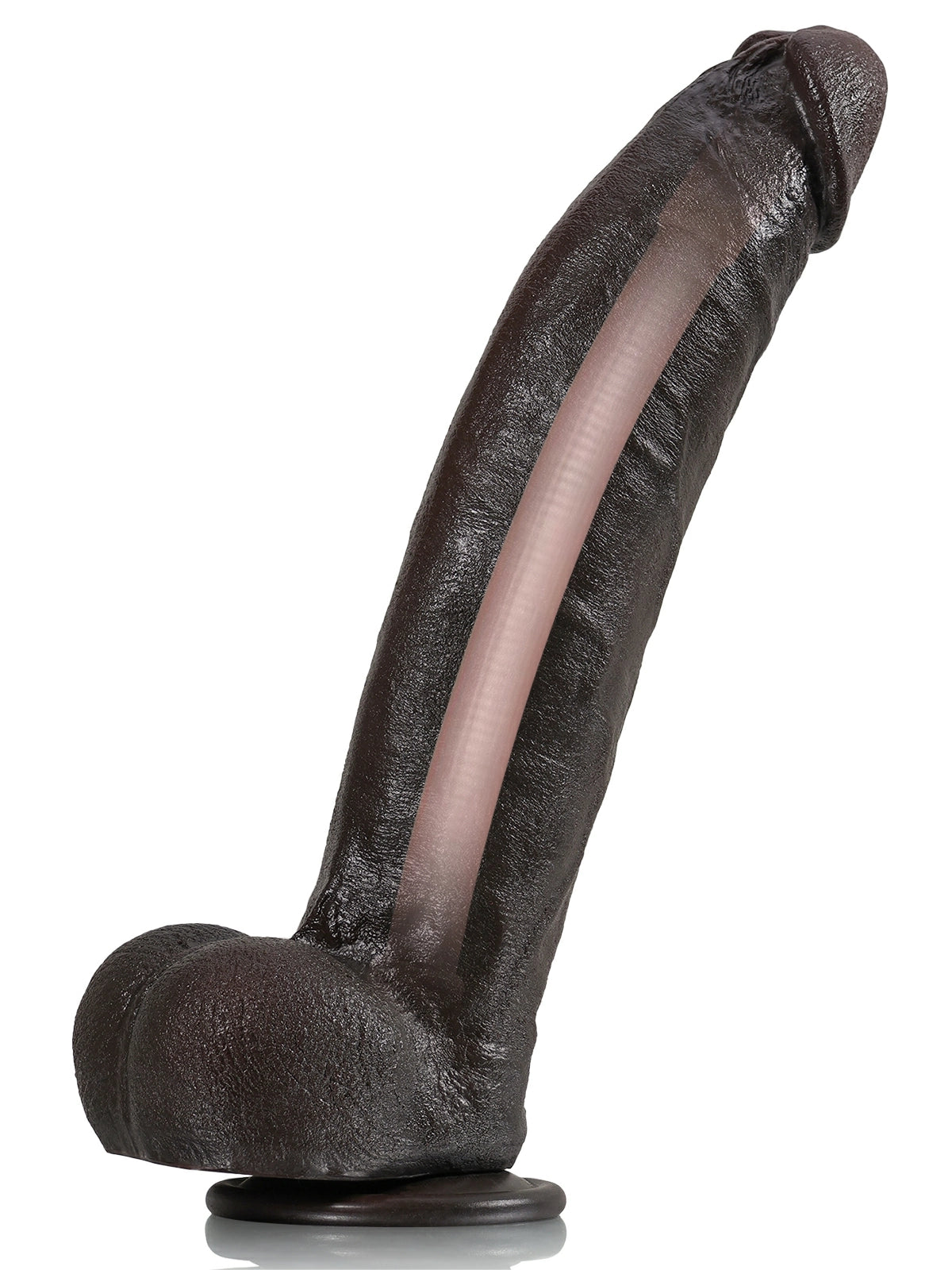Kenji | Schwarzer XXL-Dildo mit durchgehendem Metallkern | 30.5 cm