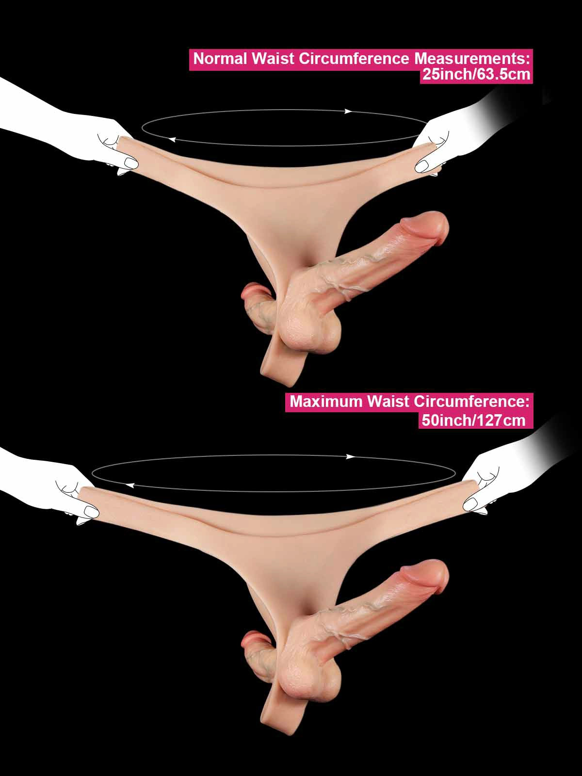 Kilian | Doppelter Umschnalldildo mit elastischem Gurt | 15.5 und 17.8 cm