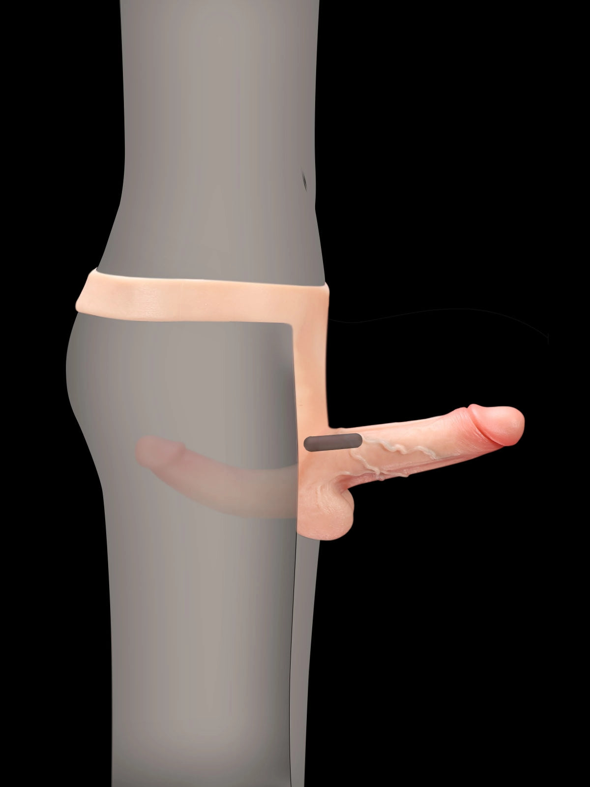 Kilian | Doppelter Umschnalldildo mit elastischem Gurt | 15.5 und 17.8 cm