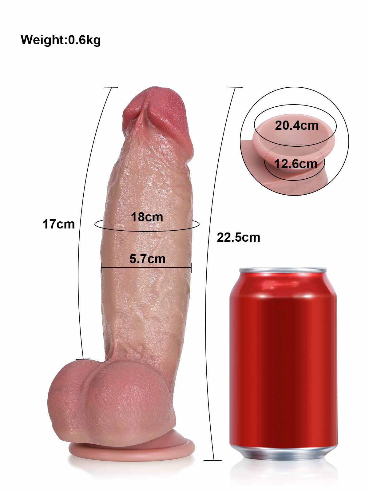 Konstantin | Dicker realistischer Dildo mit Dual-Density-Silikon | 22.5 cm