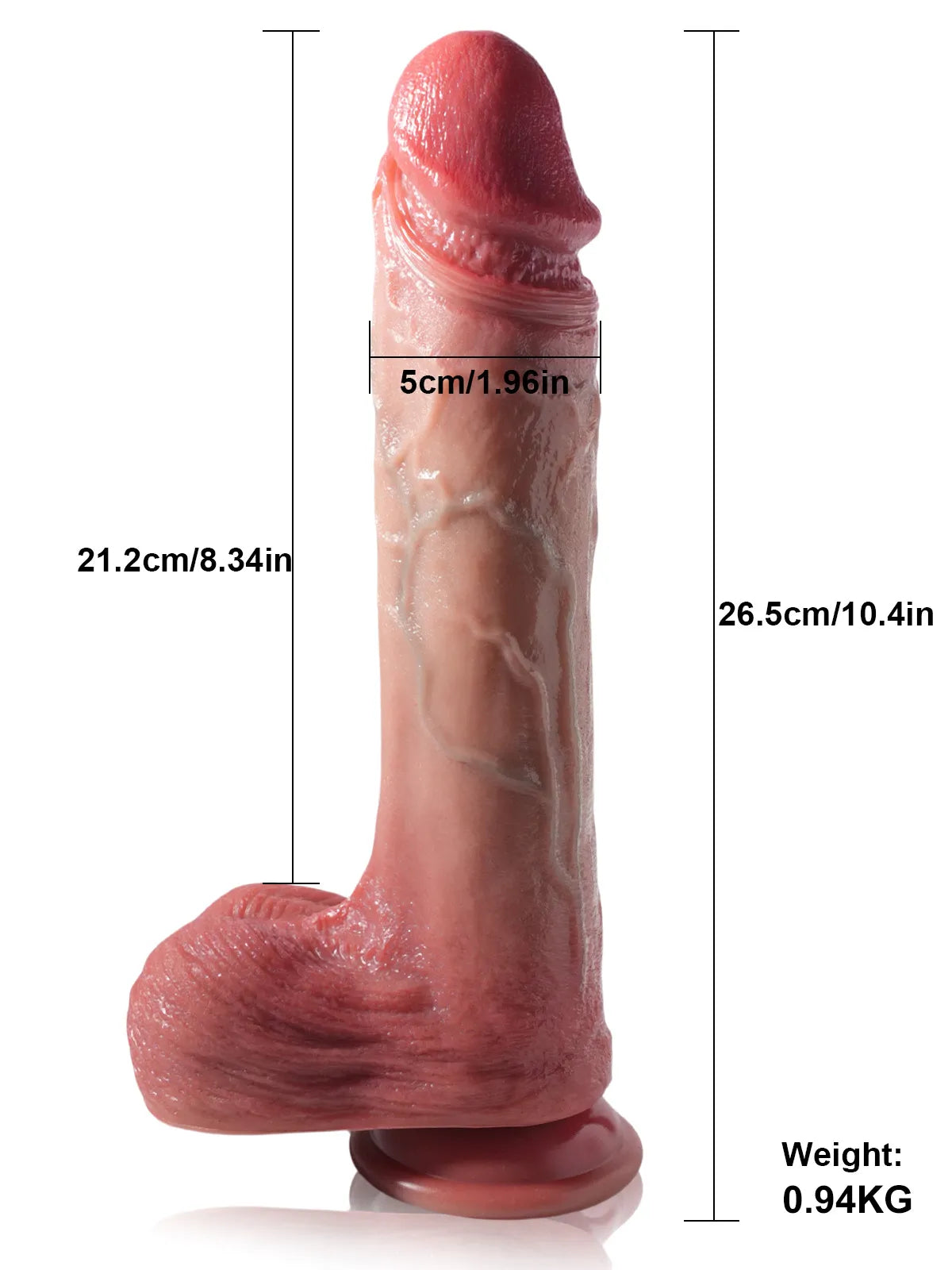 Levi | Realistischer Dildo mit Stossfunktion und beweglichen Hoden | 26.5 cm