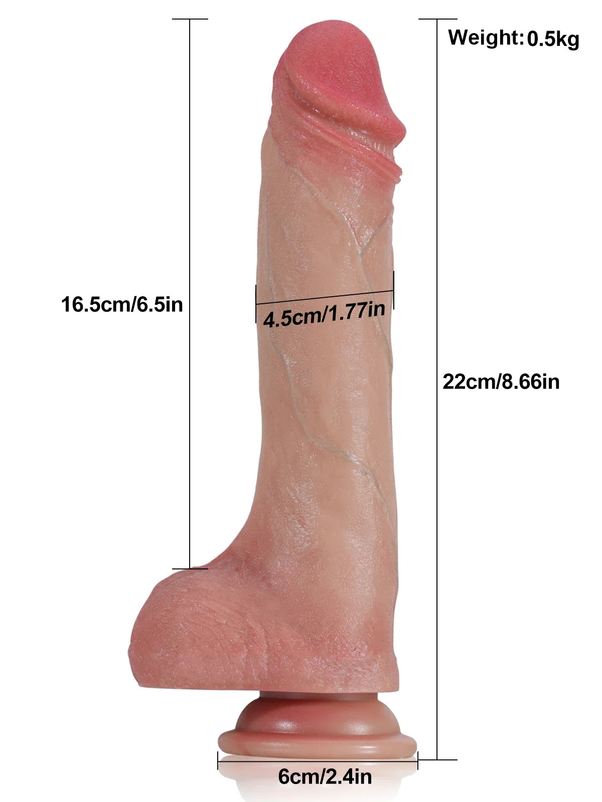 Liam | Realistischer Dildo mit Gleithaut und Stossfunktion | 22 cm