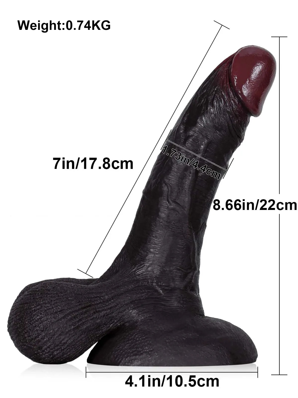 Lian | Schwarzer realistischer Dildo mit ausgeprägter Aderstruktur | 22 cm