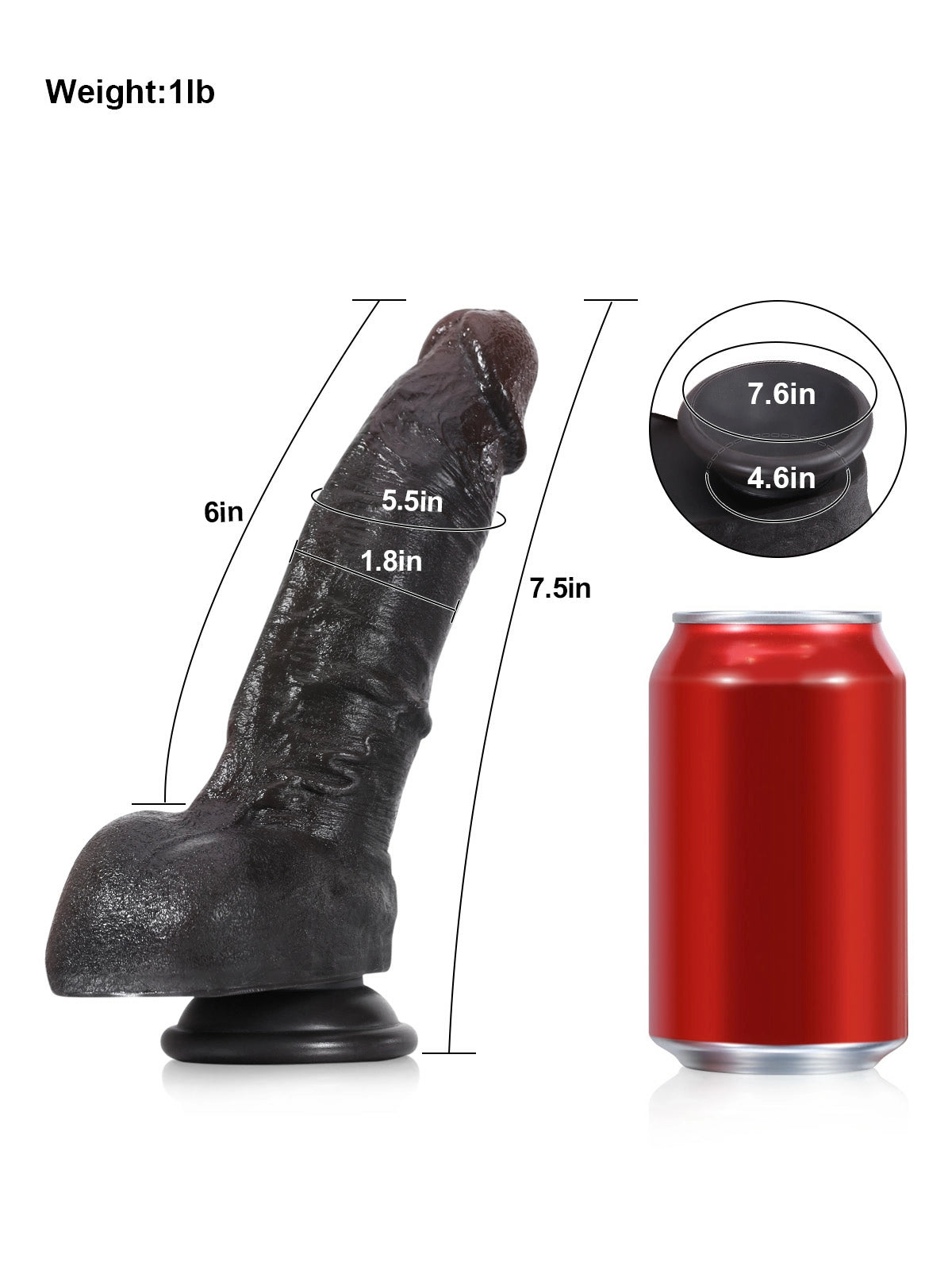 Loris | Schwarzer realistischer Dildo aus Platin-Silikon | 19 cm