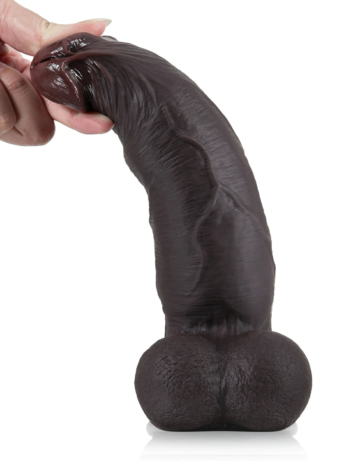 Malik | Schwarzer realistischer Dildo mit weit verschiebbarer Gleithaut | 23.3 cm