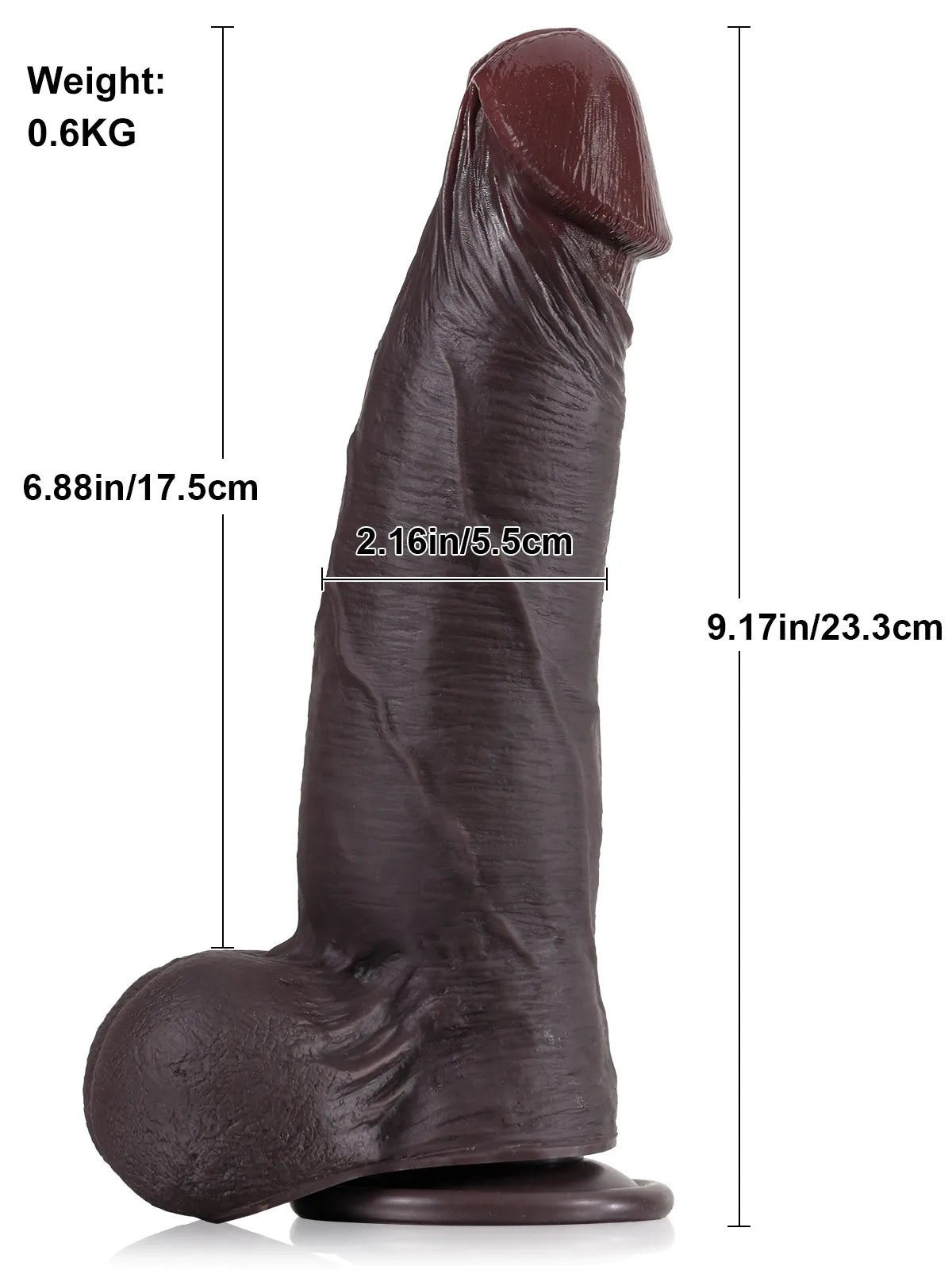 Malik | Schwarzer realistischer Dildo mit weit verschiebbarer Gleithaut | 23.3 cm