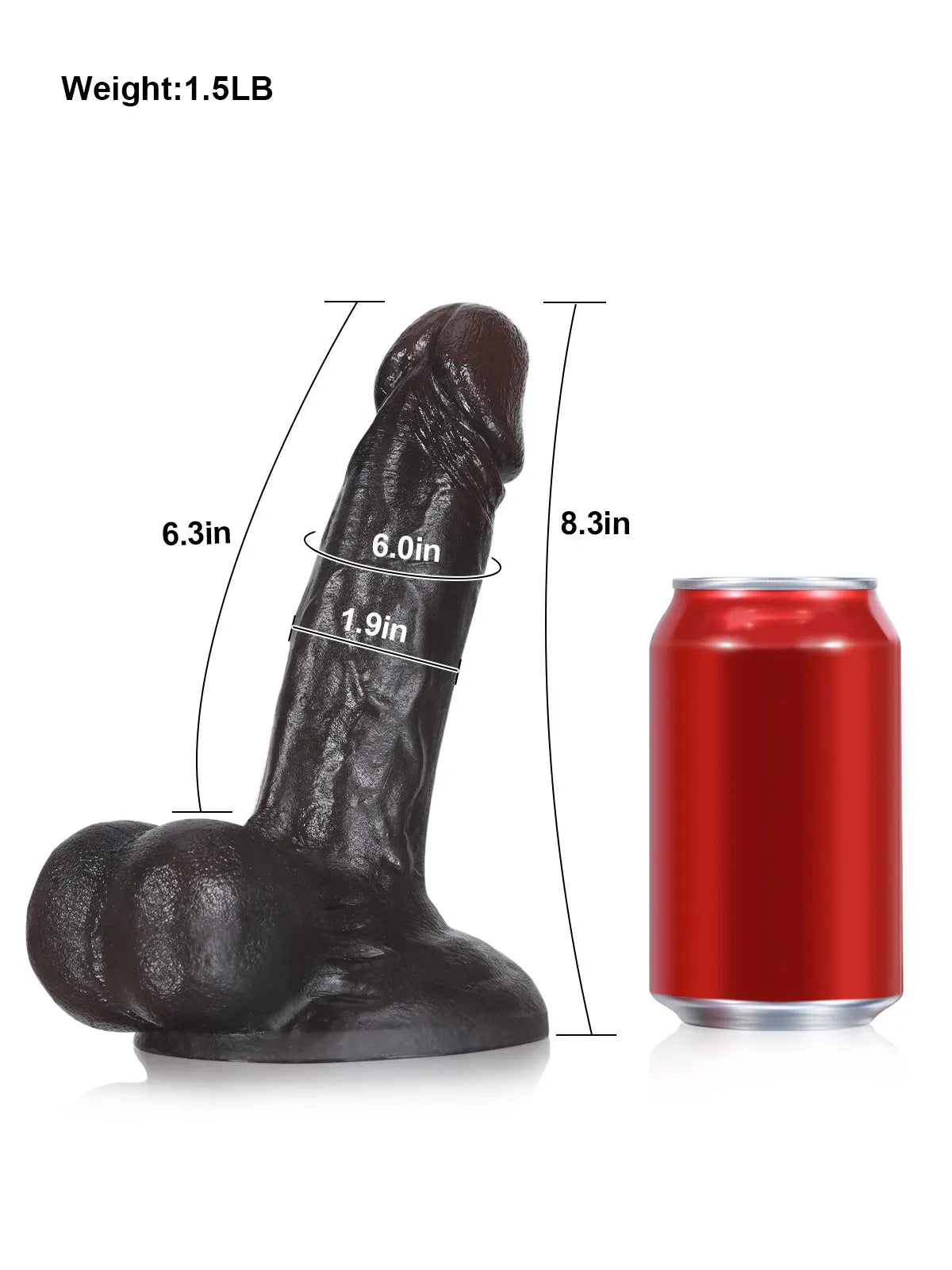 Matthias | Schwarzer realistischer Dildo mit vollen Hoden | 21 cm