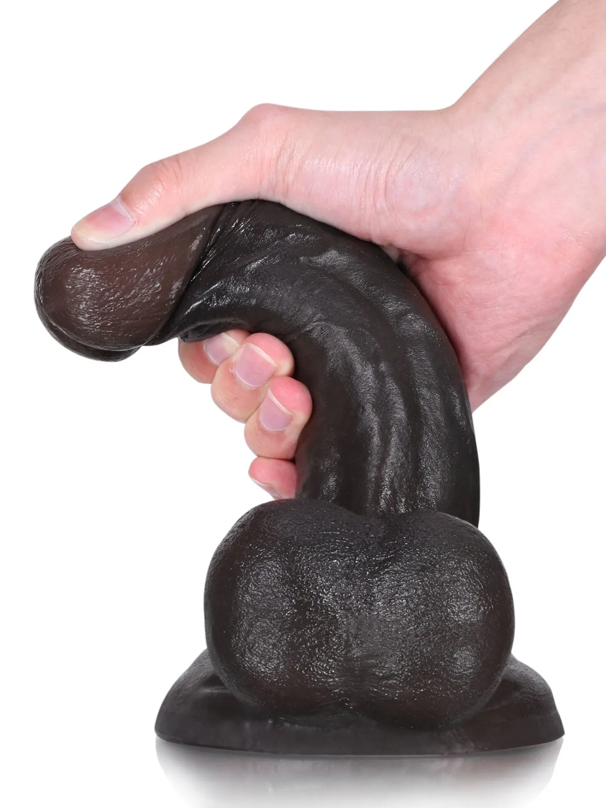 Matthias | Schwarzer realistischer Dildo mit vollen Hoden | 21 cm