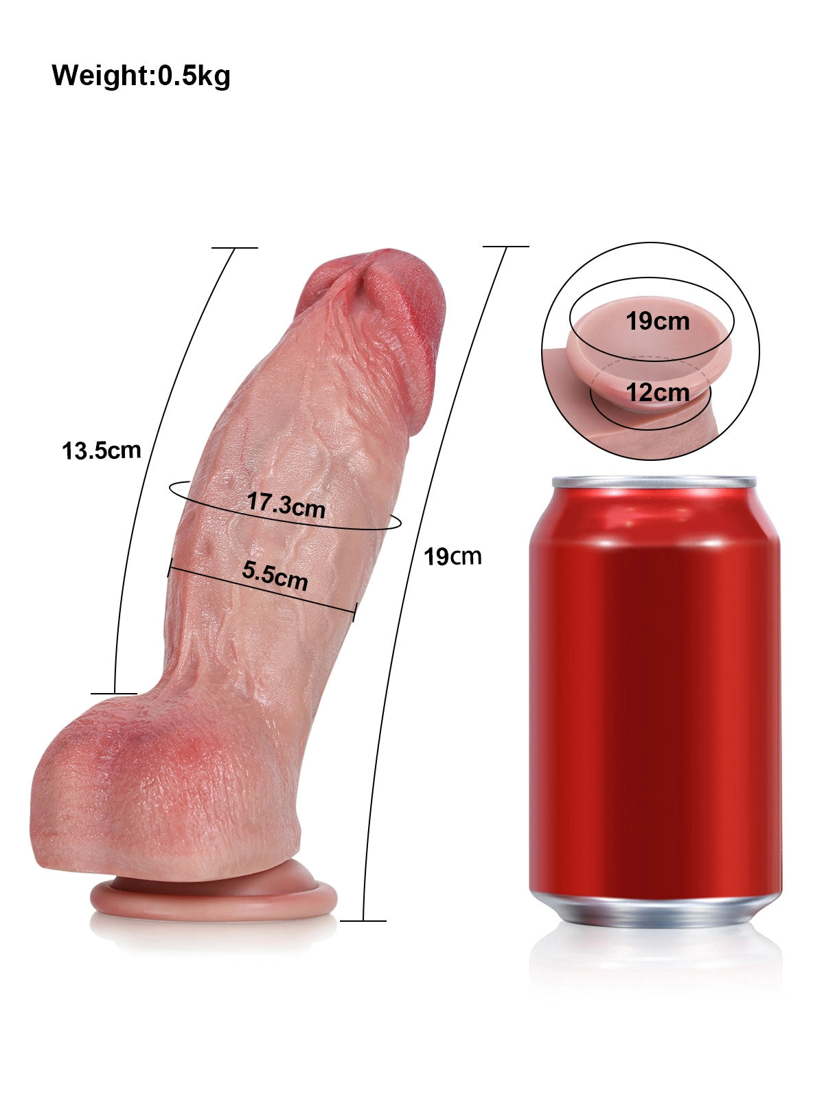 Nino | Dicker realistischer Dildo kompakt mit Saugnapf | 19 cm