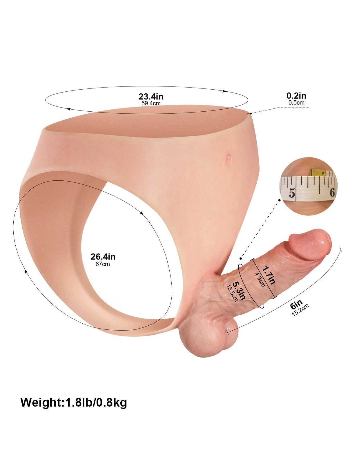 Noé | Kompakter Umschnalldildo mit festem Kern und Silikonslip | 15.2 cm