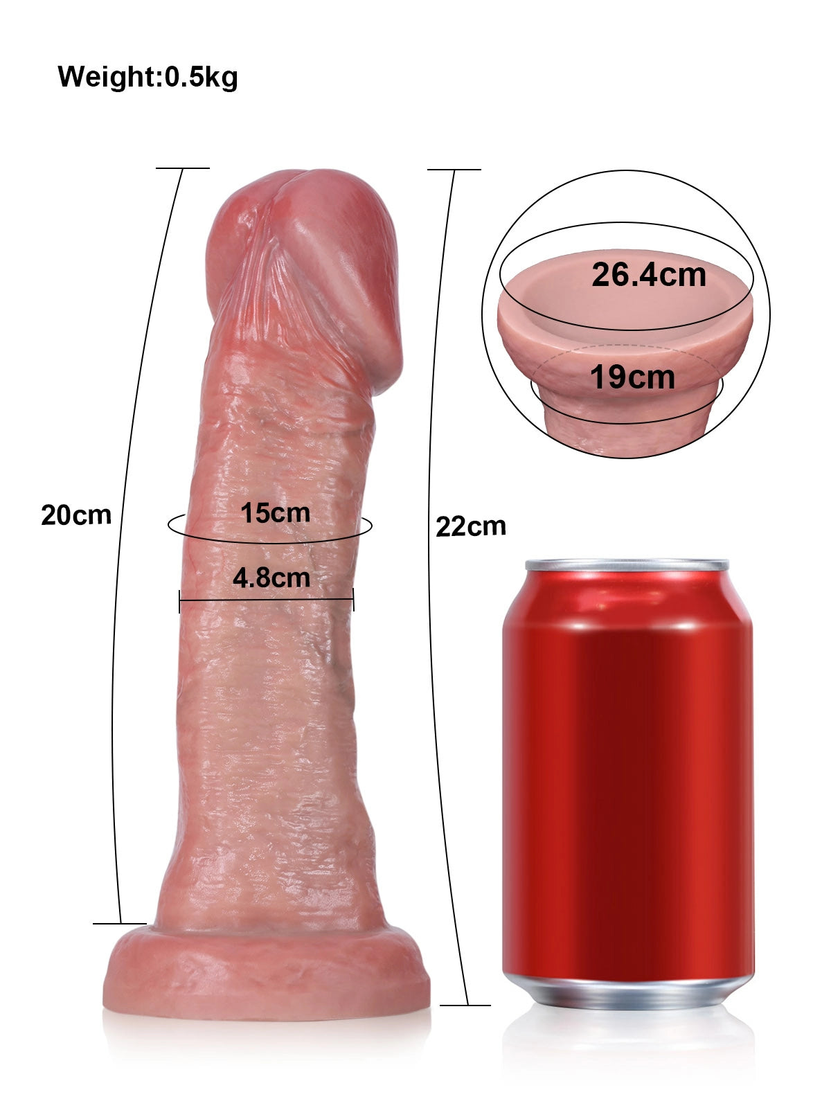 Nuri | Realistischer Anal-Dildo mit Pilzeichel ohne Hoden | 22 cm
