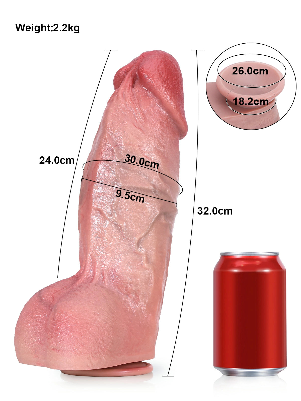 Valentin | Dicker realistischer Dildo mit beweglichen Hoden | 32 cm